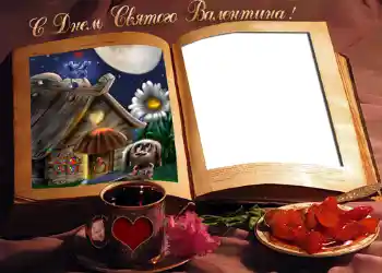 Fotoefekt nga kategoria Kartolina për Ditën e Shën Valentinit № 679. Mbishkrimi në kornizë: Gëzuar Shën Valentinin!